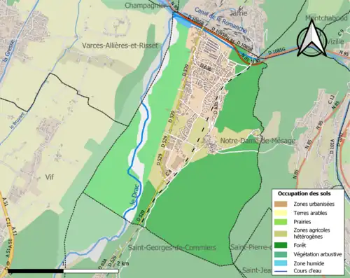 Carte en couleurs présentant l'occupation des sols.