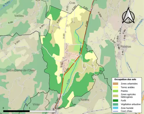 Carte en couleurs présentant l'occupation des sols.