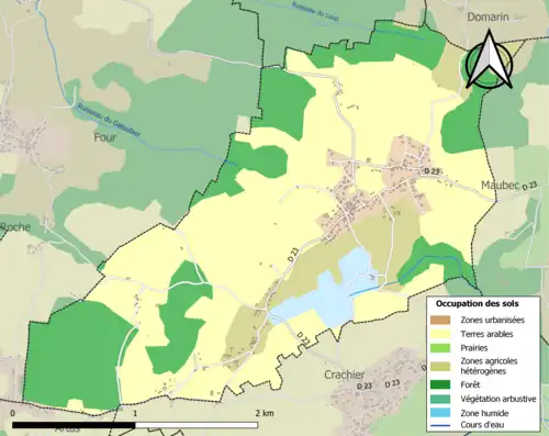Carte en couleurs présentant l'occupation des sols.