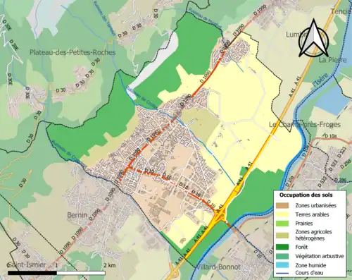 Carte en couleurs présentant l'occupation des sols.