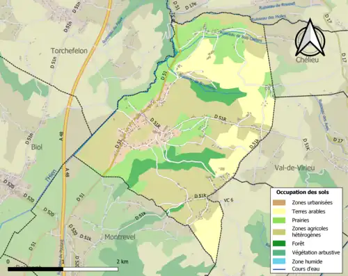 Carte en couleurs présentant l'occupation des sols.