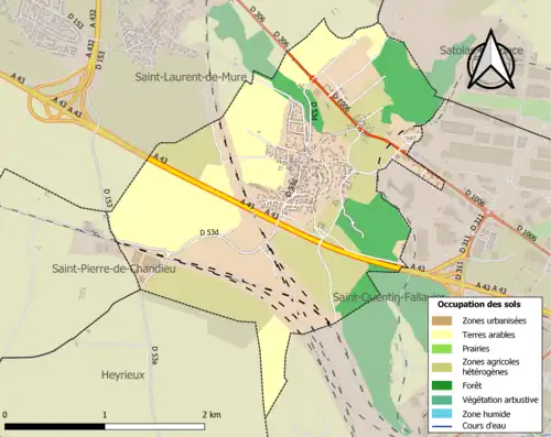 Carte en couleurs présentant l'occupation des sols.