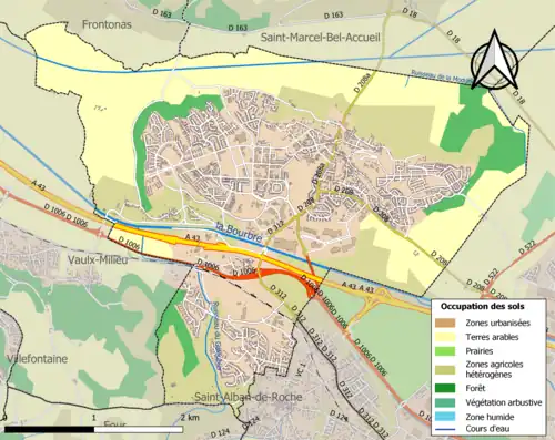 Carte en couleurs présentant l'occupation des sols.