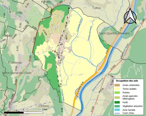 Carte en couleurs présentant l'occupation des sols.