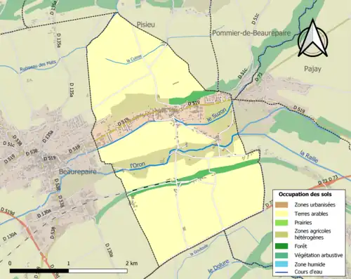 Carte en couleurs présentant l'occupation des sols.
