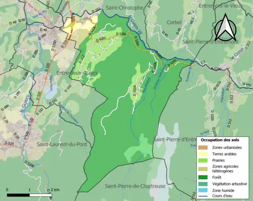 Carte en couleurs présentant l'occupation des sols.