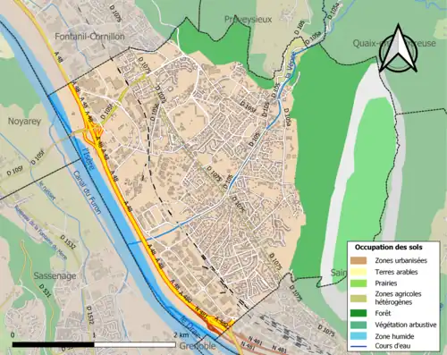 Carte en couleurs présentant l'occupation des sols.