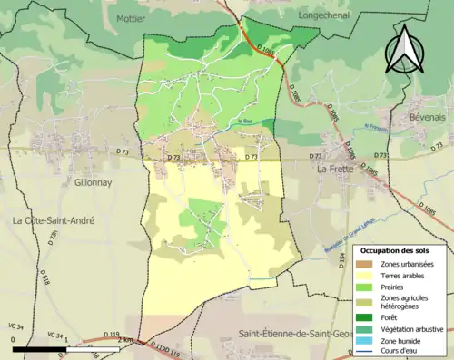 Carte en couleurs présentant l'occupation des sols.