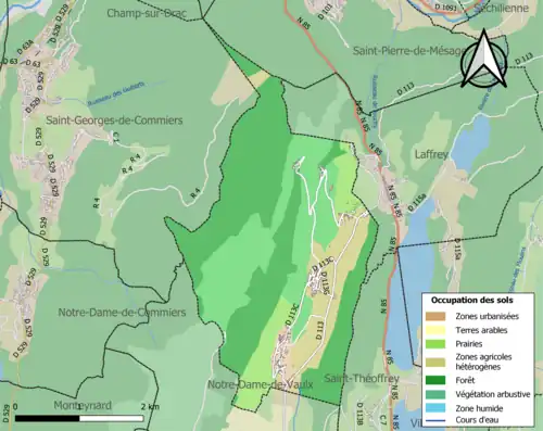 Carte en couleurs présentant l'occupation des sols.