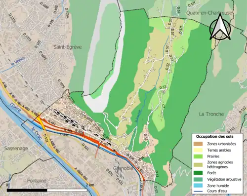 Carte en couleurs présentant l'occupation des sols.