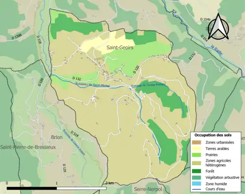 Carte en couleurs présentant l'occupation des sols.