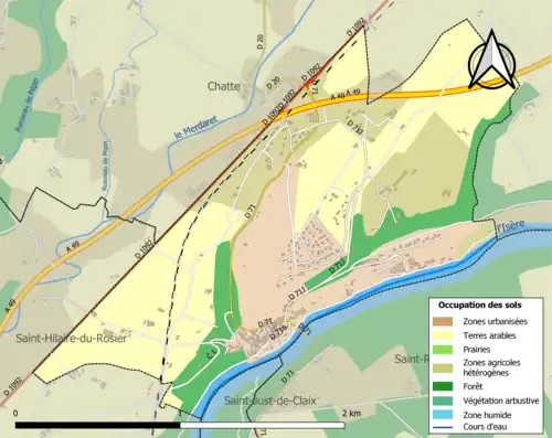 Carte en couleurs présentant l'occupation des sols.
