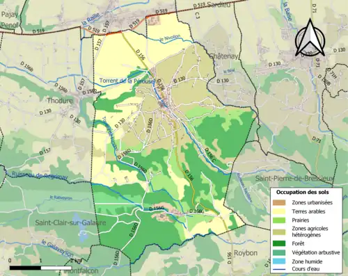 Carte en couleurs présentant l'occupation des sols.