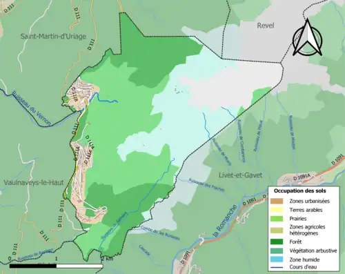 Carte en couleurs présentant l'occupation des sols.