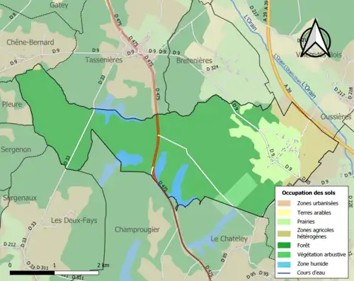 Carte en couleurs présentant l'occupation des sols.