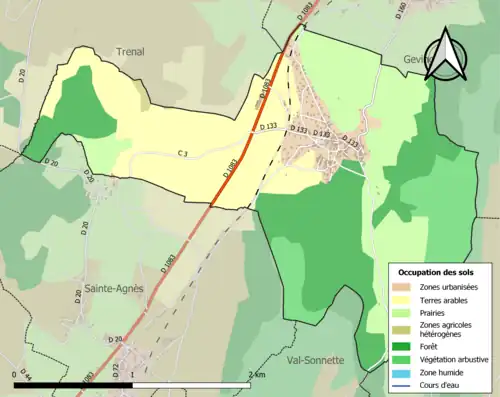 Carte en couleurs présentant l'occupation des sols.