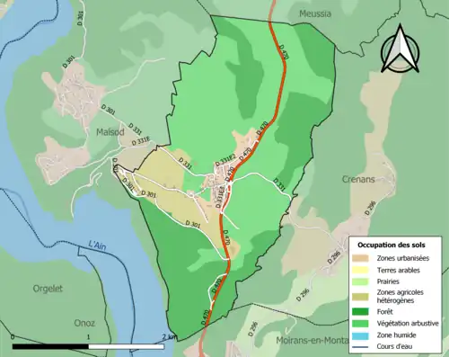 Carte en couleurs présentant l'occupation des sols.