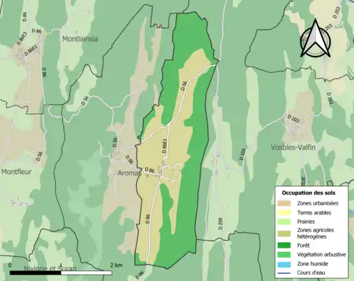 Carte en couleurs présentant l'occupation des sols.
