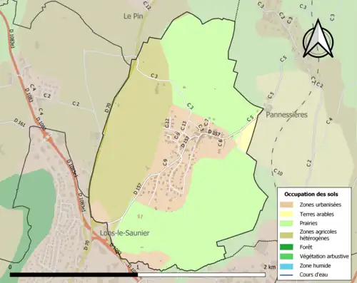 Carte en couleurs présentant l'occupation des sols.