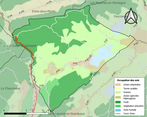 Carte en couleurs présentant l'occupation des sols.