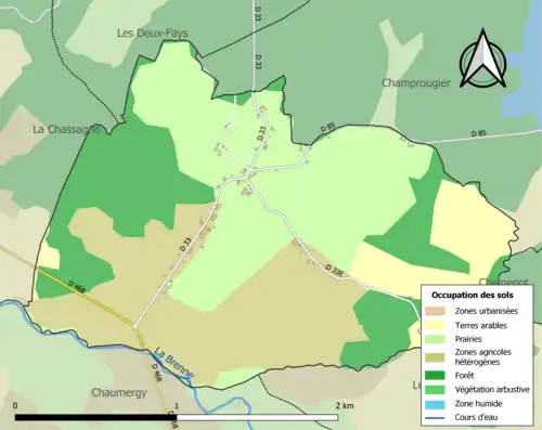 Carte en couleurs présentant l'occupation des sols.
