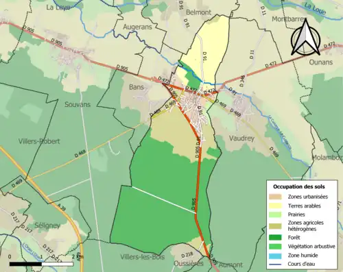 Carte en couleurs présentant l'occupation des sols.