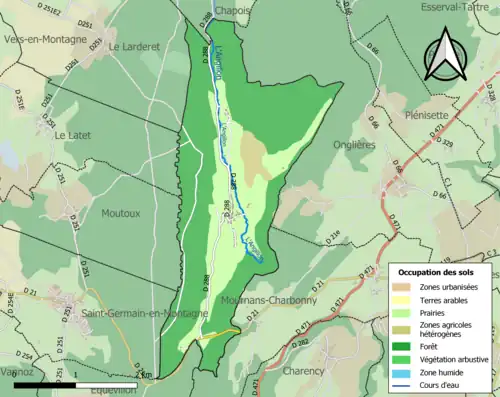 Carte en couleurs présentant l'occupation des sols.