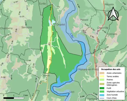 Carte en couleurs présentant l'occupation des sols.