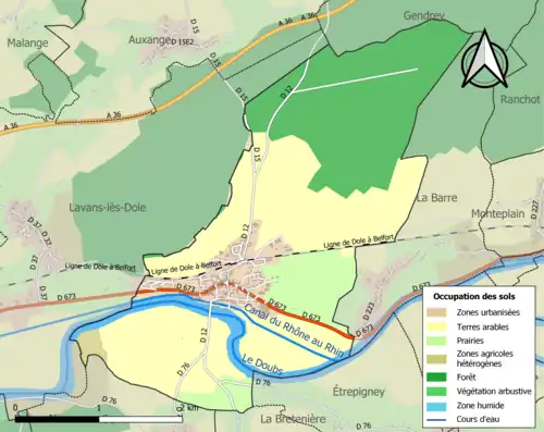 Carte en couleurs présentant l'occupation des sols.