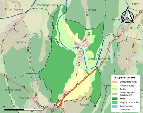 Carte en couleurs présentant l'occupation des sols.