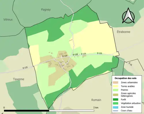 Carte en couleurs présentant l'occupation des sols.