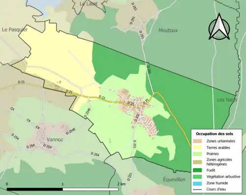 Carte en couleurs présentant l'occupation des sols.
