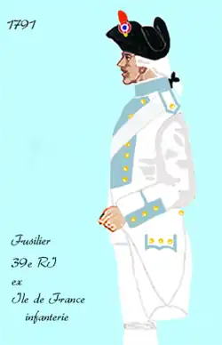 39e régiment d’infanterie de ligne de 1791 à 1796
