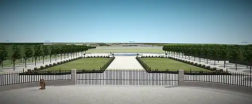 Vue depuis le premier étage du château d'Ivry sur le parterre, vers 1700