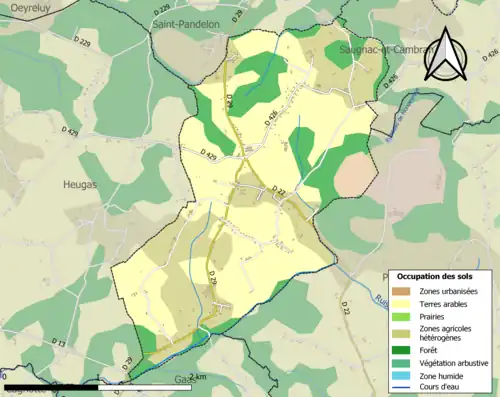 Carte en couleurs présentant l'occupation des sols.