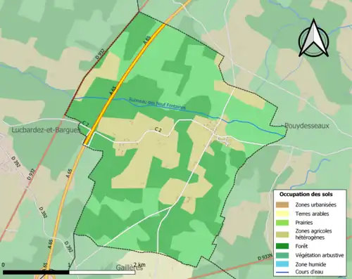 Carte en couleurs présentant l'occupation des sols.