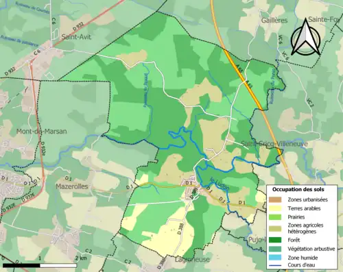 Carte en couleurs présentant l'occupation des sols.