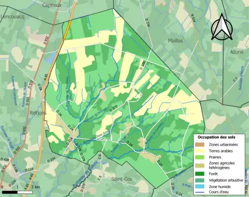 Carte en couleurs présentant l'occupation des sols.