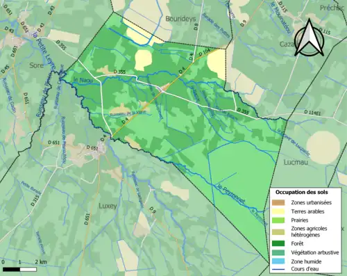 Carte en couleurs présentant l'occupation des sols.