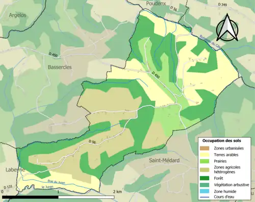 Carte en couleurs présentant l'occupation des sols.