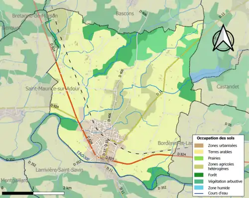 Carte en couleurs présentant l'occupation des sols.
