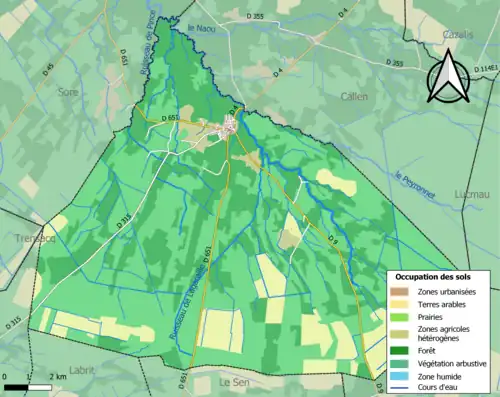 Carte en couleurs présentant l'occupation des sols.