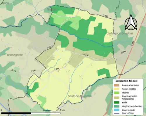 Carte en couleurs présentant l'occupation des sols.