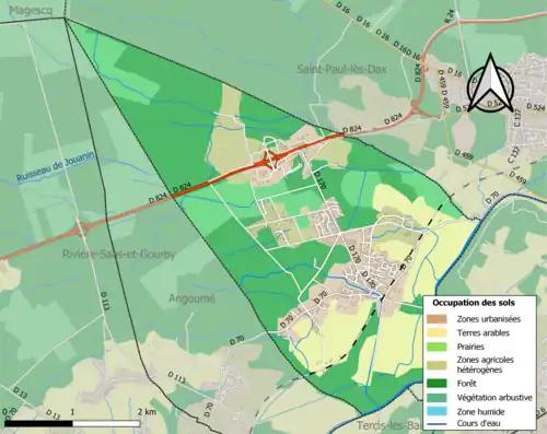 Carte en couleurs présentant l'occupation des sols.