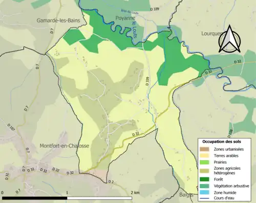 Carte en couleurs présentant l'occupation des sols.