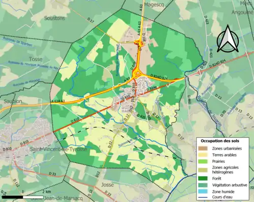 Carte en couleurs présentant l'occupation des sols.