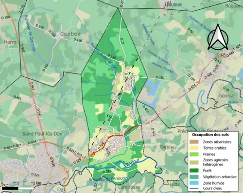 Carte en couleurs présentant l'occupation des sols.