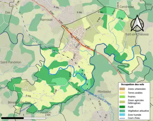 Carte en couleurs présentant l'occupation des sols.