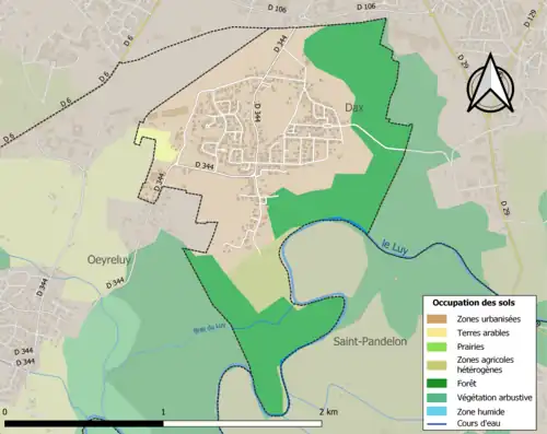 Carte en couleurs présentant l'occupation des sols.
