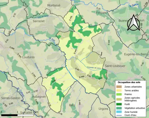 Carte en couleurs présentant l'occupation des sols.